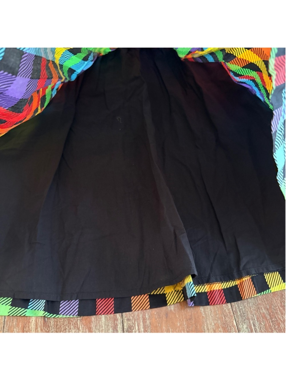 ModCloth Optimistic Effect Rainbow Gingham Fit & Flare Dress NWOT S 100% Cotton - Picture 5 of 11